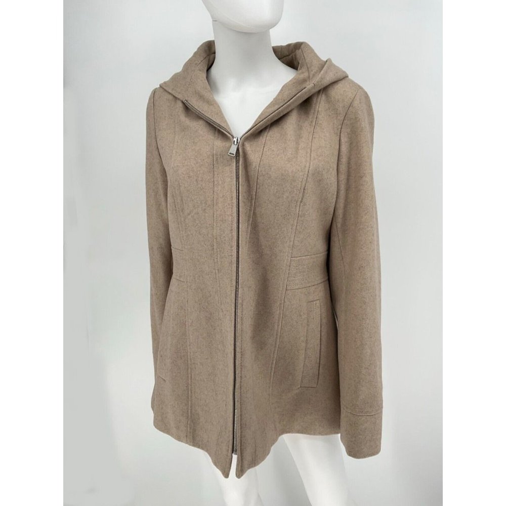 Avanti Wool  Blend Hooded Coat Tan Women's Large Beige